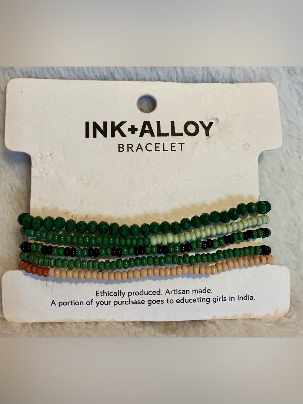 ALLOY Green Multi-Strand Beaded Bracelet with Neutral Accents - Picture 2 of 3